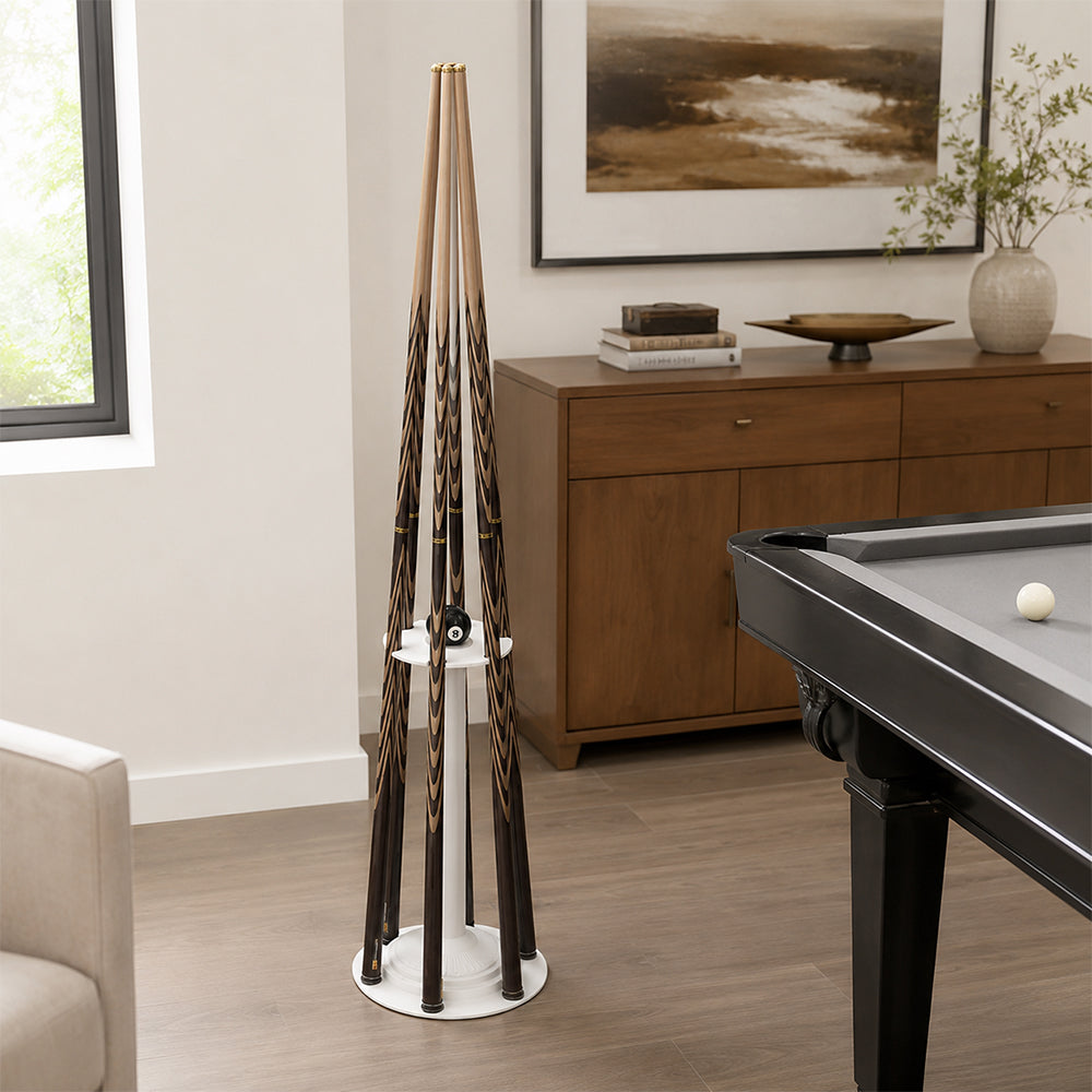 ARIX Pool Cue Rack Carbon Steel Baked Paint 6-Hole Billiard Cue Stand for Home Game Room Bar & Club - White