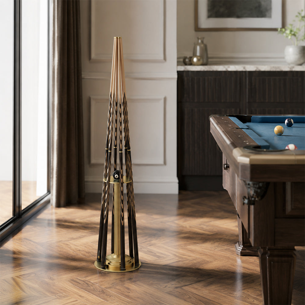 ARIX Pool Cue Rack Carbon Steel Baked Paint 6-Hole Billiard Cue Stand for Home Game Room Bar & Club - Gold