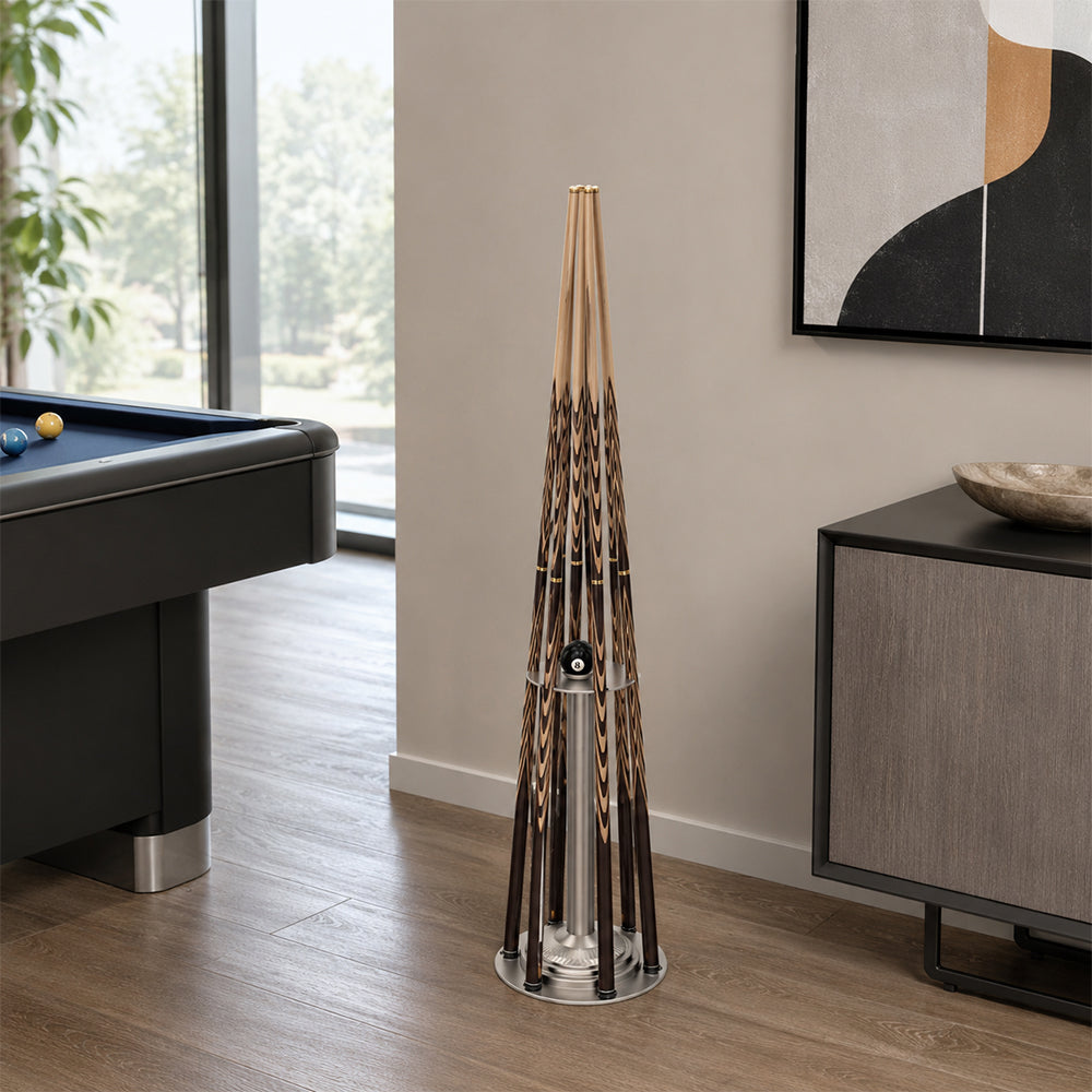 ARIX Pool Cue Rack Carbon Steel Baked Paint 6-Hole Billiard Cue Stand for Home Game Room Bar & Club - Silver