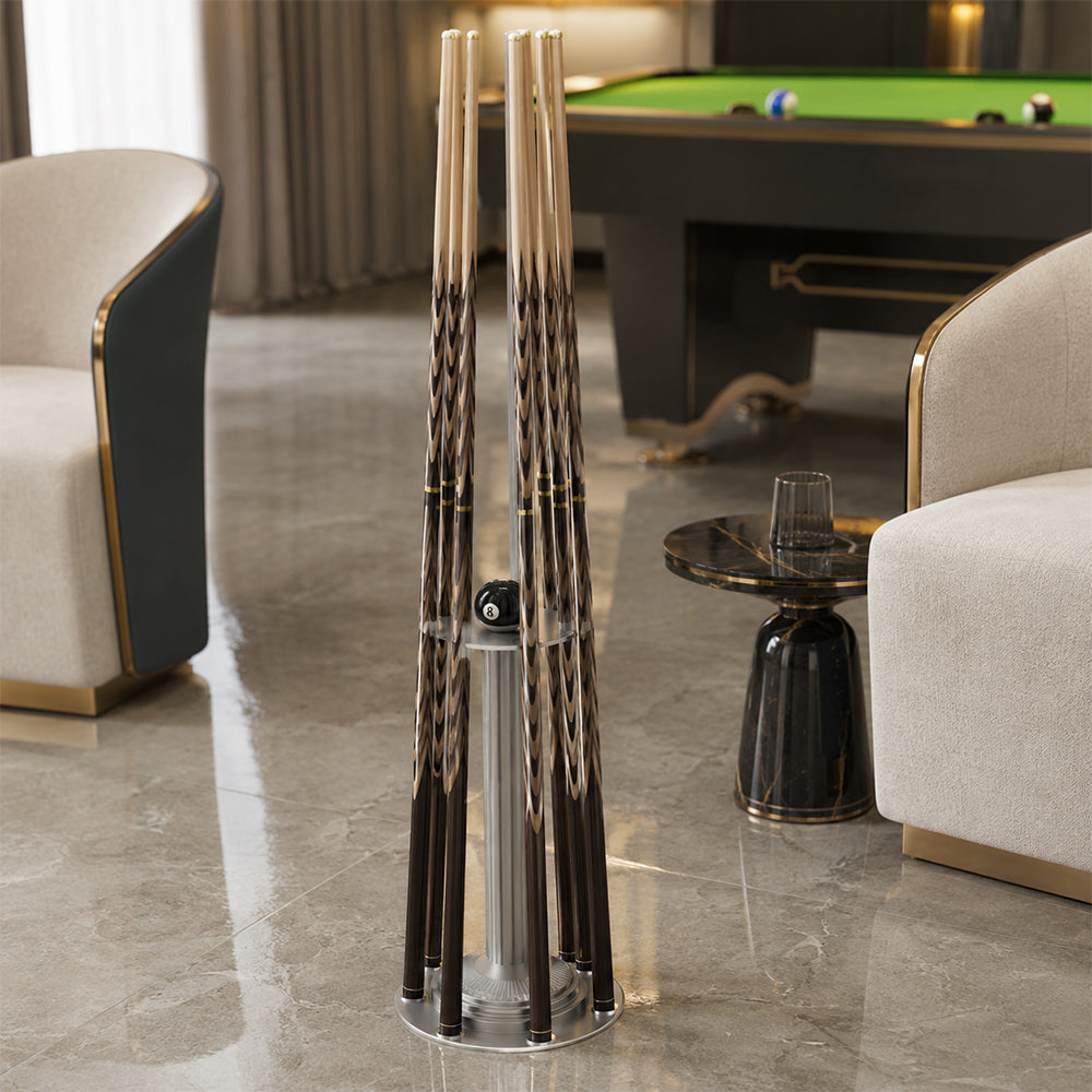ARIX Pool Cue Rack Carbon Steel Baked Paint 6-Hole Billiard Cue Stand for Home Game Room Bar & Club - Silver