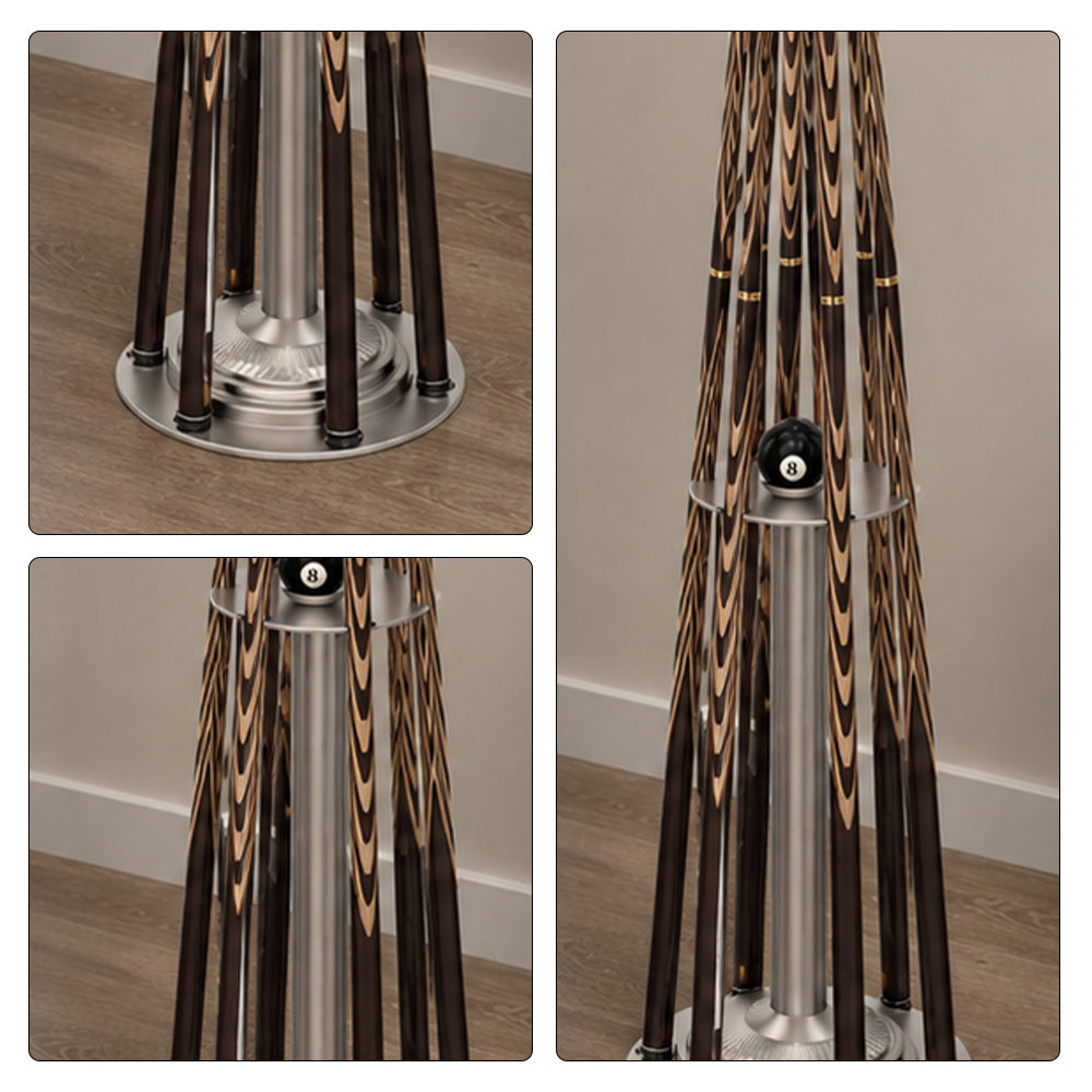 ARIX Pool Cue Rack Carbon Steel Baked Paint 6-Hole Billiard Cue Stand for Home Game Room Bar & Club - Silver