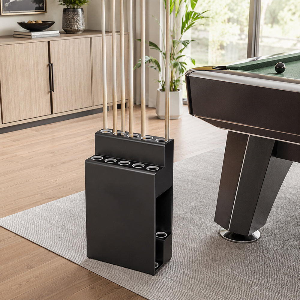 ARIX Pool Cue Rack Metal Frame Stepped Large Capacity Billiard Cue Stand for Home Game Room Bar & Club - Black