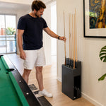 ARIX Pool Cue Rack Metal Frame Stepped Large Capacity Billiard Cue Stand for Home Game Room Bar & Club - Black