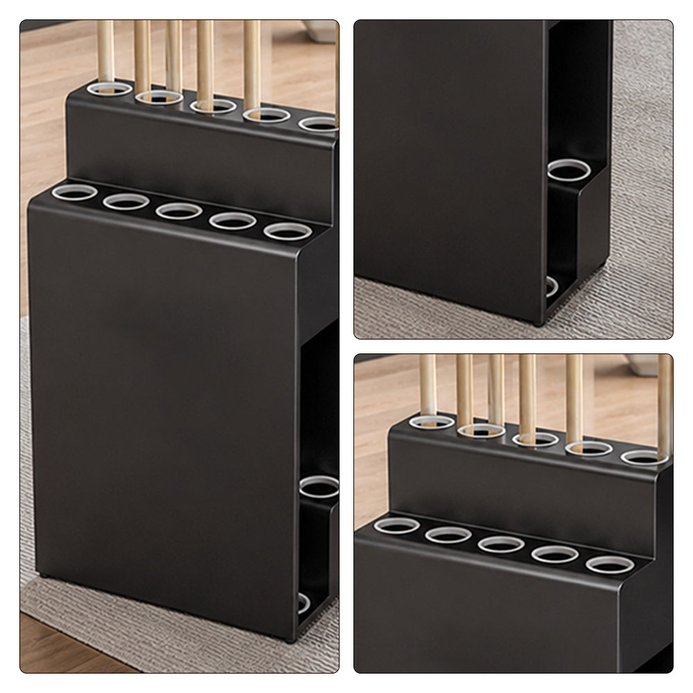 ARIX Pool Cue Rack Metal Frame Stepped Large Capacity Billiard Cue Stand for Home Game Room Bar & Club - Black