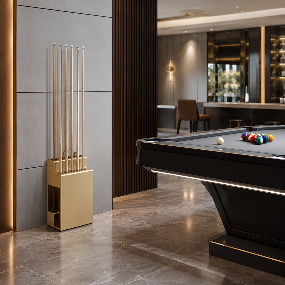 ARIX Pool Cue Rack Metal Frame Stepped Large Capacity Billiard Cue Stand for Home Game Room Bar & Club - Gold