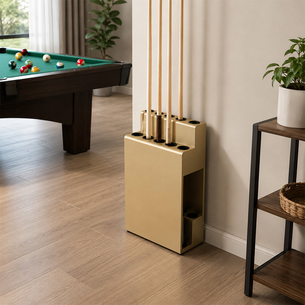 ARIX Pool Cue Rack Metal Frame Stepped Large Capacity Billiard Cue Stand for Home Game Room Bar & Club - Gold