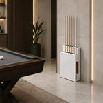 ARIX Pool Cue Rack Metal Frame Stepped Large Capacity Billiard Cue Stand for Home Game Room Bar & Club - White