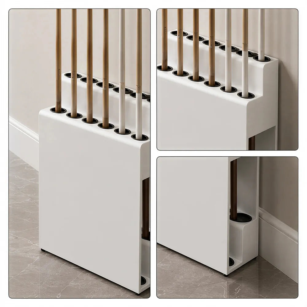 ARIX Pool Cue Rack Metal Frame Stepped Large Capacity Billiard Cue Stand for Home Game Room Bar & Club - White