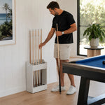 ARIX Pool Cue Rack Integrated Metal Frame Double Row 12-Hole Billiard Cue Stand for Home Game Room Bar & Club - White