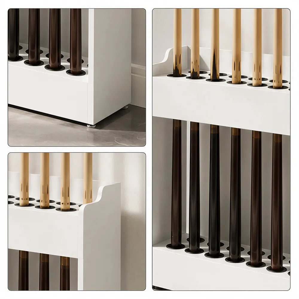 ARIX Pool Cue Rack Integrated Metal Frame Double Row 12-Hole Billiard Cue Stand for Home Game Room Bar & Club - White
