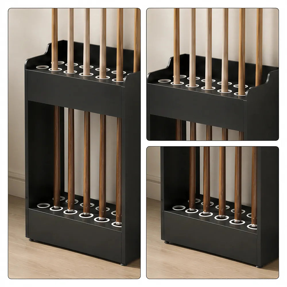 ARIX Pool Cue Rack Integrated Metal Frame Double Row 12-Hole Billiard Cue Stand for Home Game Room Bar & Club - Black