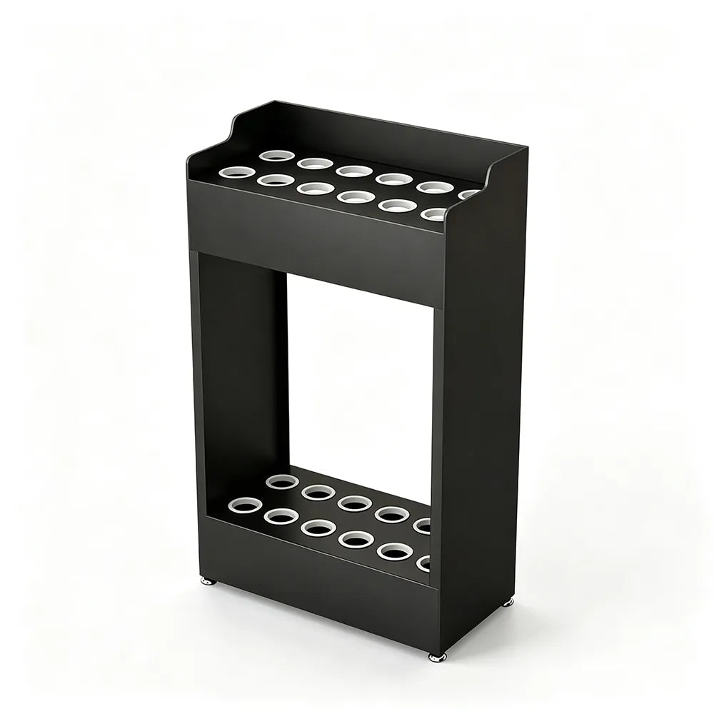 ARIX Pool Cue Rack Integrated Metal Frame Double Row 12-Hole Billiard Cue Stand for Home Game Room Bar & Club - Black