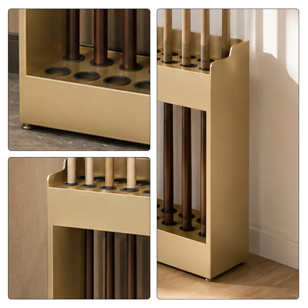ARIX Pool Cue Rack Integrated Metal Frame Double Row 12-Hole Billiard Cue Stand for Home Game Room Bar & Club - Gold