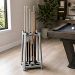 ARIX Billiard Cue Rack 8 Slot Thickened Metal Frame Cue Holder Stand Stable Storage Organizer for Home Game Room Pool Hall & Bar - Silver