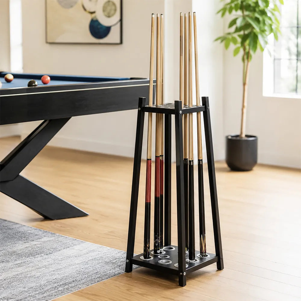 ARIX Billiard Cue Rack 8 Slot Thickened Metal Frame Cue Holder Stand Stable Storage Organizer for Home Game Room Pool Hall & Bar - Black