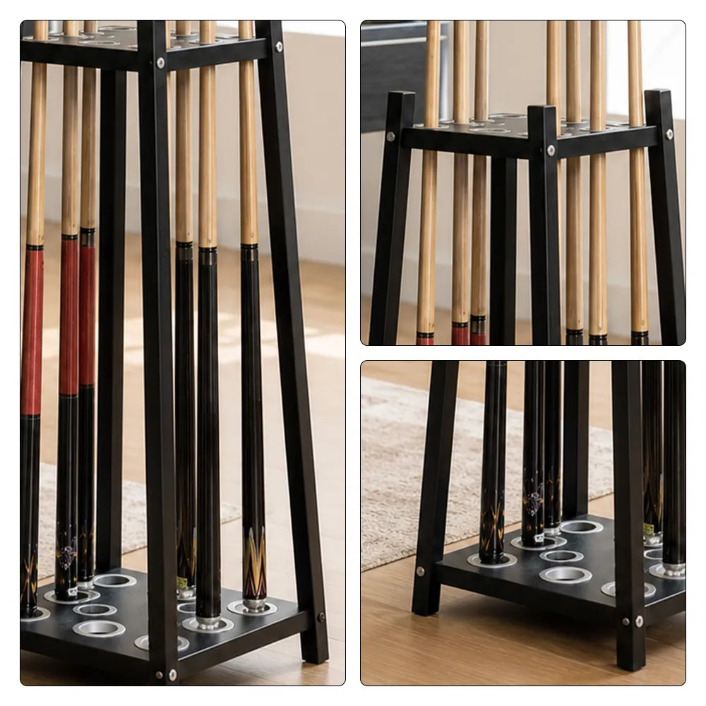 ARIX Billiard Cue Rack 8 Slot Thickened Metal Frame Cue Holder Stand Stable Storage Organizer for Home Game Room Pool Hall & Bar - Black