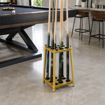 ARIX Billiard Cue Rack 8 Slot Thickened Metal Frame Cue Holder Stand Stable Storage Organizer for Home Game Room Pool Hall & Bar - Gold
