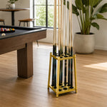 ARIX Billiard Cue Rack 8 Slot Thickened Metal Frame Cue Holder Stand Stable Storage Organizer for Home Game Room Pool Hall & Bar - Gold