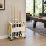 ARIX Billiard Cue Rack Carbon Steel Frame 20 Slot Large Capacity Cue Holder with Wheels for Home Game Room Pool Hall & Bar - White