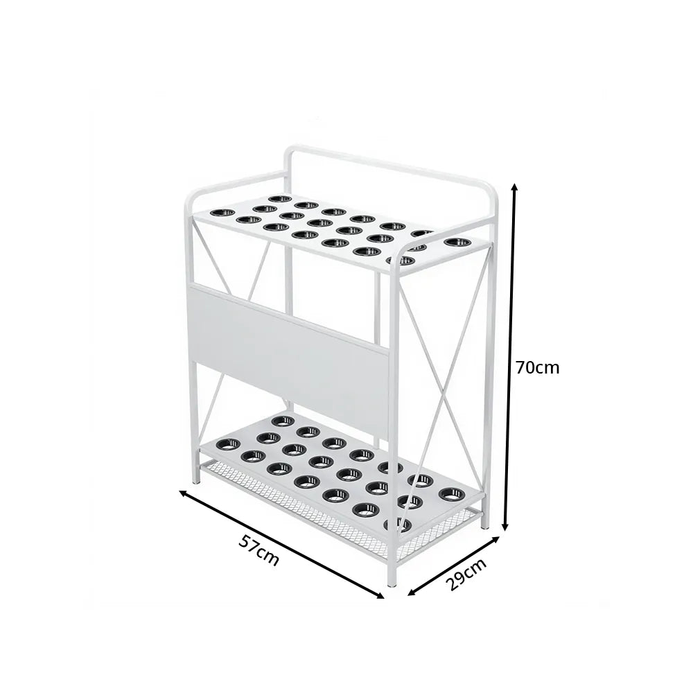 ARIX Billiard Cue Rack Carbon Steel Frame 20 Slot Large Capacity Cue Holder with Wheels for Home Game Room Pool Hall & Bar - White