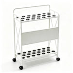 ARIX Billiard Cue Rack Carbon Steel Frame 20 Slot Large Capacity Cue Holder with Wheels for Home Game Room Pool Hall & Bar - White