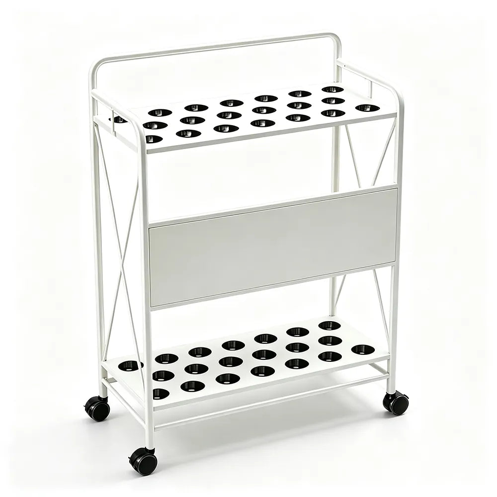 ARIX Billiard Cue Rack Carbon Steel Frame 20 Slot Large Capacity Cue Holder with Wheels for Home Game Room Pool Hall & Bar - White