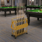 ARIX Billiard Cue Rack Carbon Steel Frame 20 Slot Large Capacity Cue Holder with Wheels for Home Game Room Pool Hall & Bar - Gold