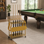 ARIX Billiard Cue Rack Carbon Steel Frame 20 Slot Large Capacity Cue Holder with Wheels for Home Game Room Pool Hall & Bar - Gold