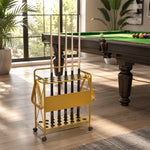 ARIX Billiard Cue Rack Carbon Steel Frame 20 Slot Large Capacity Cue Holder with Wheels for Home Game Room Pool Hall & Bar - Gold