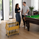 ARIX Billiard Cue Rack Carbon Steel Frame 20 Slot Large Capacity Cue Holder with Wheels for Home Game Room Pool Hall & Bar - Gold