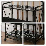 ARIX Billiard Cue Rack Carbon Steel Frame 20 Slot Large Capacity Cue Holder with Wheels for Home Game Room Pool Hall & Bar - Black