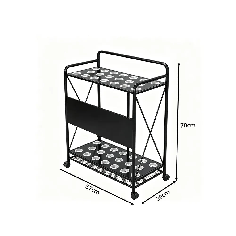 ARIX Billiard Cue Rack Carbon Steel Frame 20 Slot Large Capacity Cue Holder with Wheels for Home Game Room Pool Hall & Bar - Black