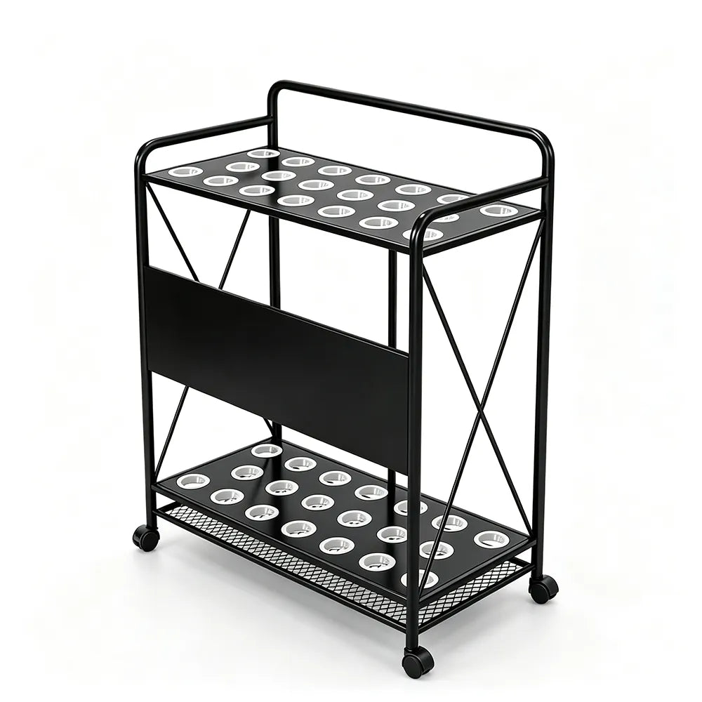ARIX Billiard Cue Rack Carbon Steel Frame 20 Slot Large Capacity Cue Holder with Wheels for Home Game Room Pool Hall & Bar - Black