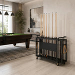 ARIX Billiard Cue Rack 61 Slot Carbon Steel Frame Large Capacity Cue Storage Stand with Brake Wheels for Pool Hall Club & Home Game Room - Black