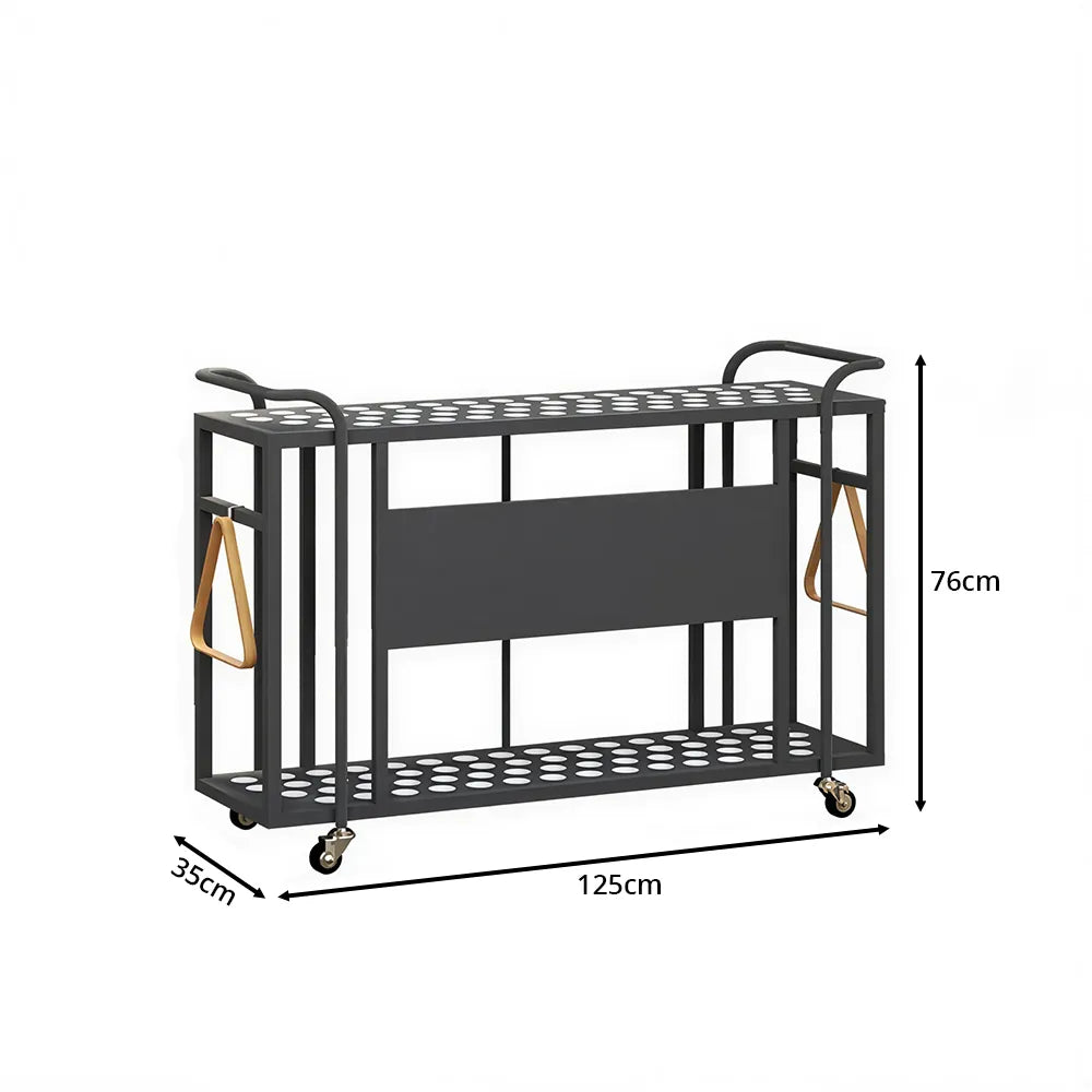 ARIX Billiard Cue Rack 61 Slot Carbon Steel Frame Large Capacity Cue Storage Stand with Brake Wheels for Pool Hall Club & Home Game Room - Black