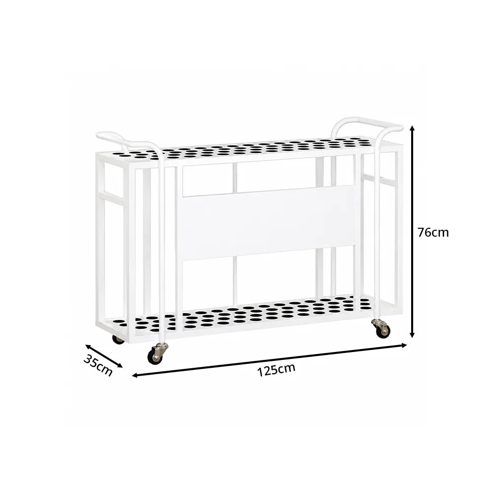 ARIX Billiard Cue Rack 61 Slot Carbon Steel Frame Large Capacity Cue Storage Stand with Brake Wheels for Pool Hall Club & Home Game Room - White