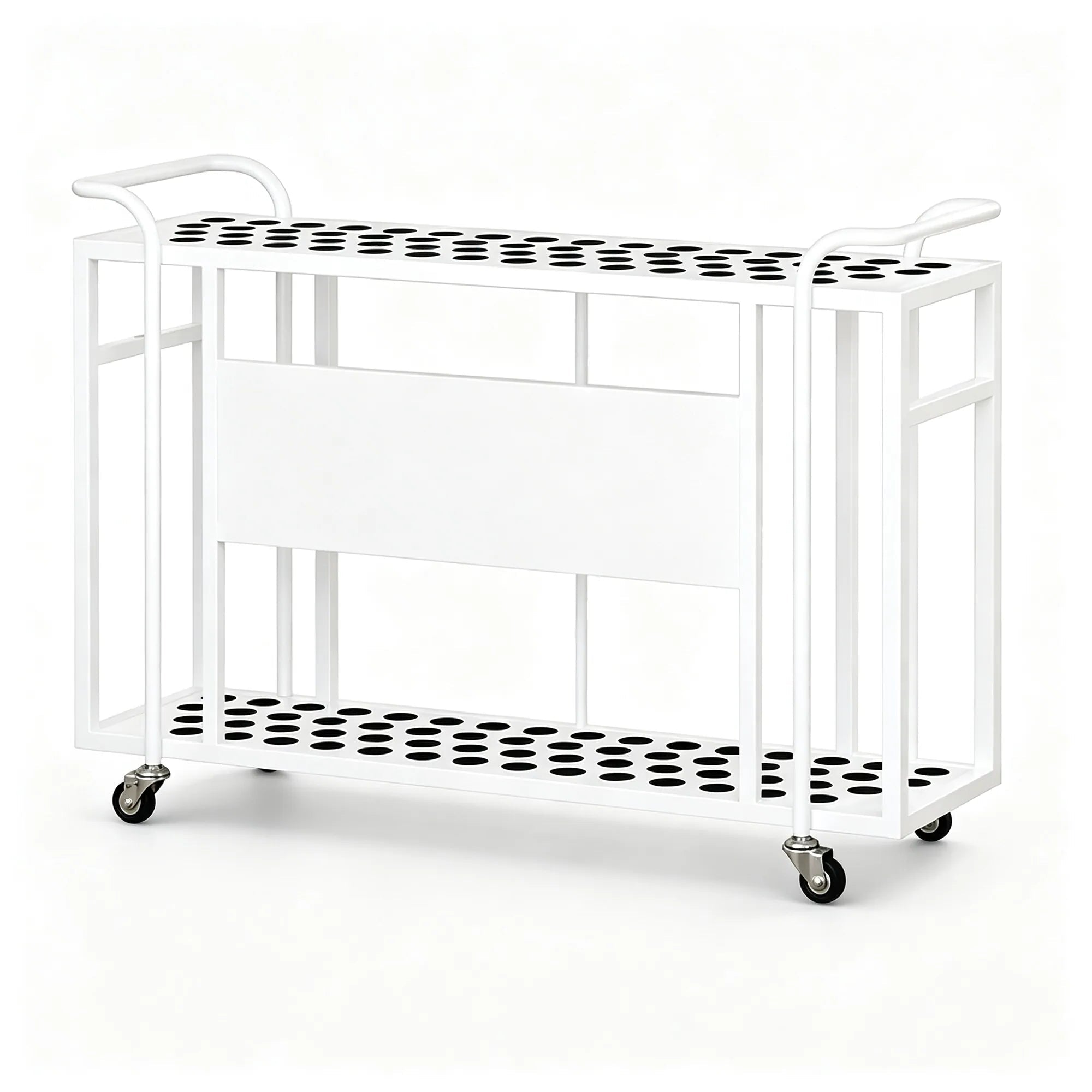 ARIX Billiard Cue Rack 61 Slot Carbon Steel Frame Large Capacity Cue Storage Stand with Brake Wheels for Pool Hall Club & Home Game Room - White
