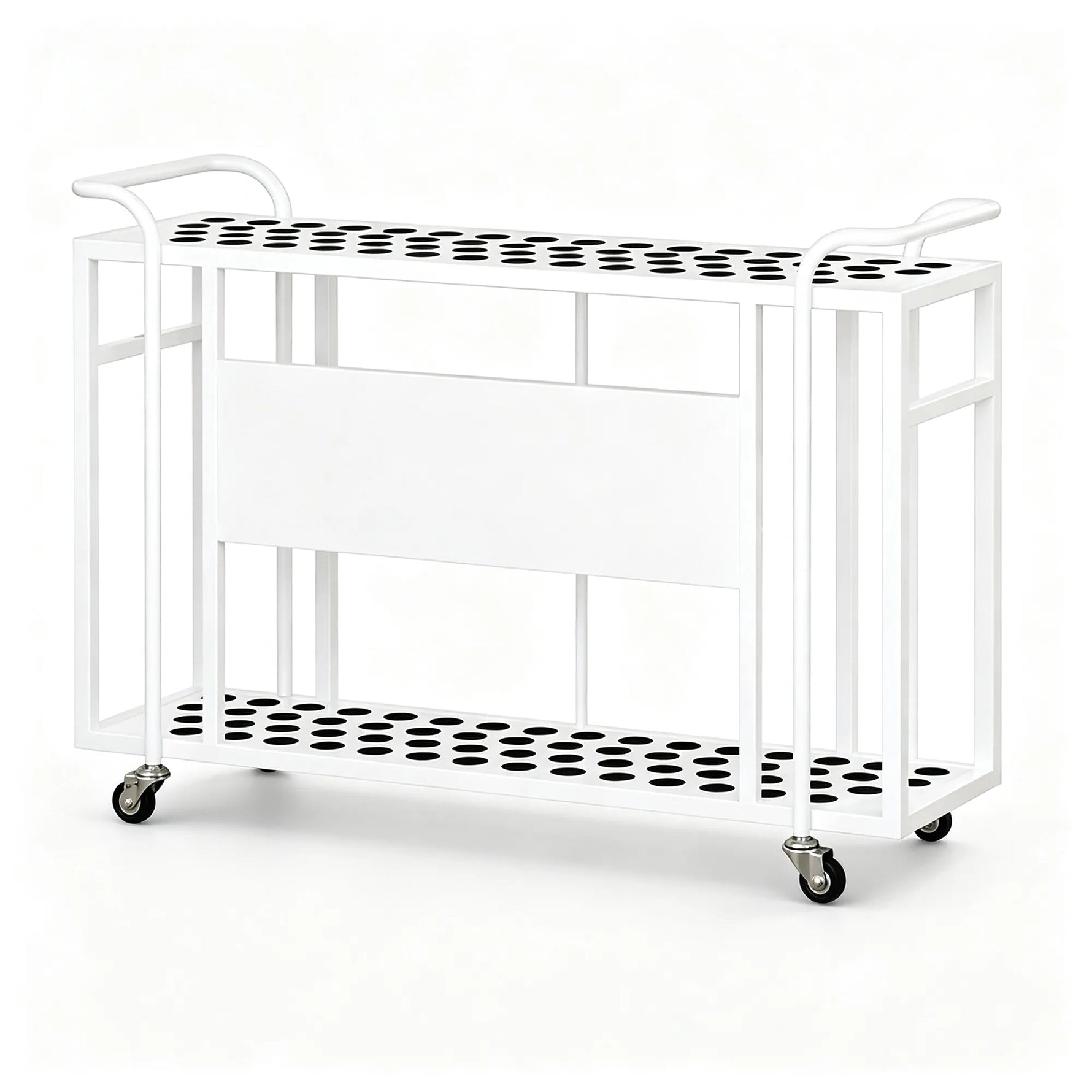 ARIX Billiard Cue Rack 61 Slot Carbon Steel Frame Large Capacity Cue Storage Stand with Brake Wheels for Pool Hall Club & Home Game Room - White