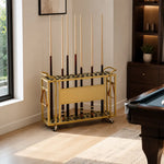 ARIX Billiard Cue Rack 61 Slot Carbon Steel Frame Large Capacity Cue Storage Stand with Brake Wheels for Pool Hall Club & Home Game Room - Gold