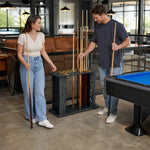 ARIX Billiard Cue Rack 16 Slot Thickened Board Cue Storage Stand with Anti Slip Slots Modern Design for Home Game Room Pool Hall & Bar - Black