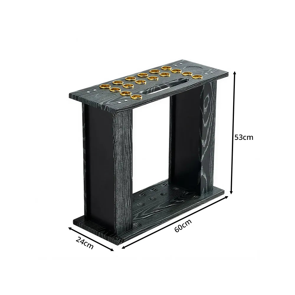 ARIX Billiard Cue Rack 16 Slot Thickened Board Cue Storage Stand with Anti Slip Slots Modern Design for Home Game Room Pool Hall & Bar - Black