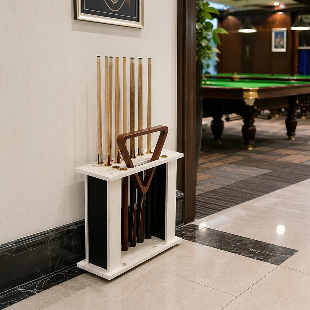 ARIX Billiard Cue Rack 16 Slot Thickened Board Cue Storage Stand with Anti Slip Slots Modern Design for Home Game Room Pool Hall & Bar - White