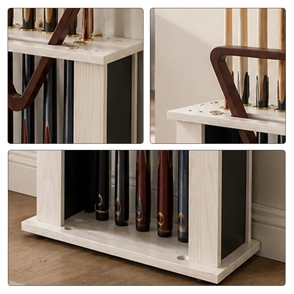 ARIX Billiard Cue Rack 16 Slot Thickened Board Cue Storage Stand with Anti Slip Slots Modern Design for Home Game Room Pool Hall & Bar - White