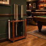 ARIX Billiard Cue Rack 18 Slot Wood Grain Cue Storage Stand Stable Board Structure Easy Assembly for Home Game Room Pool Hall & Bar - Brown