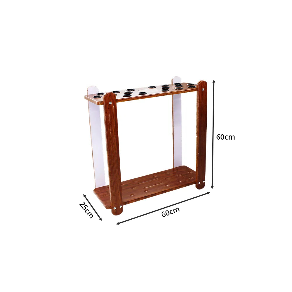 ARIX Billiard Cue Rack 18 Slot Wood Grain Cue Storage Stand Stable Board Structure Easy Assembly for Home Game Room Pool Hall & Bar - Brown