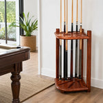 ARIX Vintage Billiard Cue Rack Solid Pine Wood Multi Hole Cue Storage Stand with Brushed Finish for Home Game Room Pool Hall & Bar - Brown