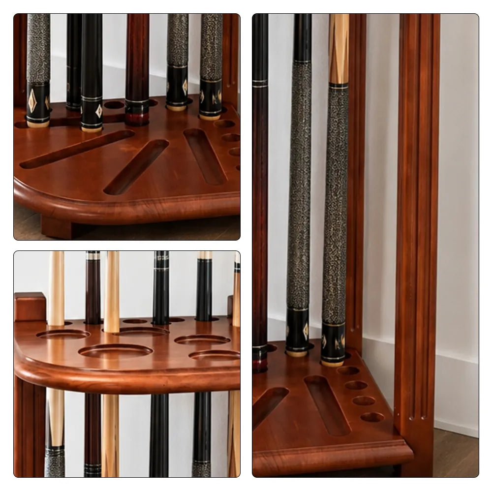ARIX Vintage Billiard Cue Rack Solid Pine Wood Multi Hole Cue Storage Stand with Brushed Finish for Home Game Room Pool Hall & Bar - Brown