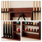 ARIX Wall Mounted Billiard Cue Rack Solid Oak Wood Cue Holder with Rubber Clips Space Saving Storage for Home Game Room Pool Hall & Bar - Red