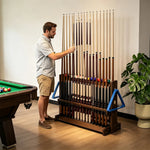 ARIX Billiard Cue Rack 50 Slot Solid Bamboo Cue Storage Stand Double Slot Design Space Saving Organizer for Home Game Room Pool Hall & Club