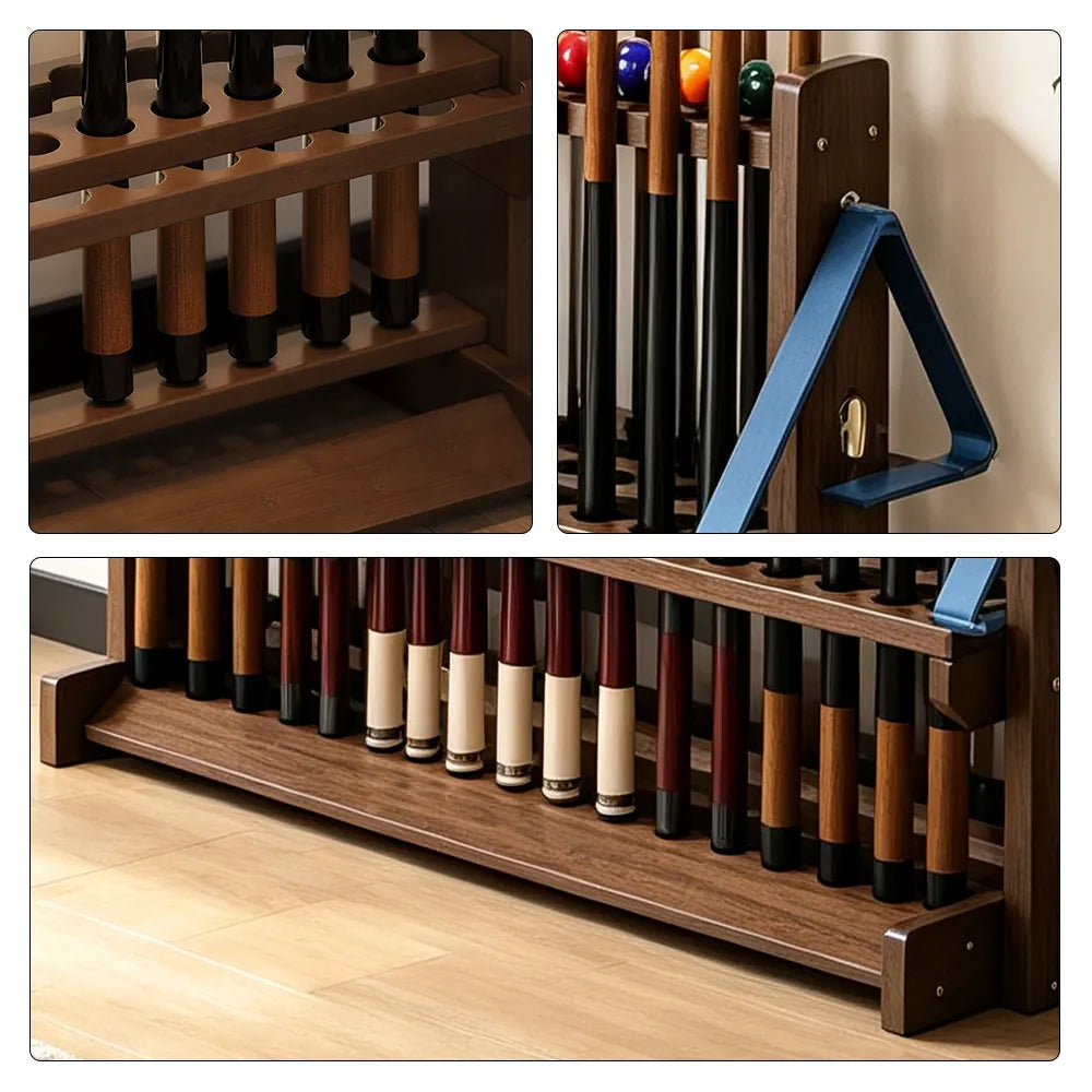ARIX Billiard Cue Rack 50 Slot Solid Bamboo Cue Storage Stand Double Slot Design Space Saving Organizer for Home Game Room Pool Hall & Club
